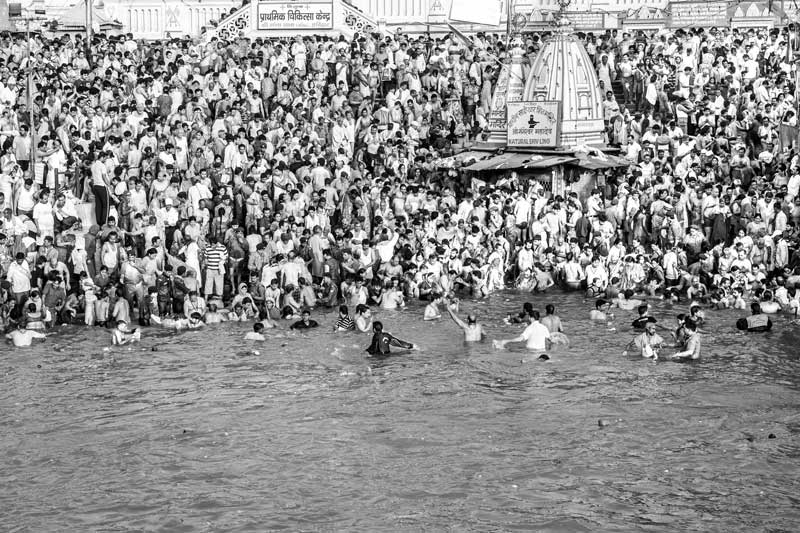 Kumbh Snan on the banks of river Ganga at Har ki Pauri, Haridwar, Uttarakhand